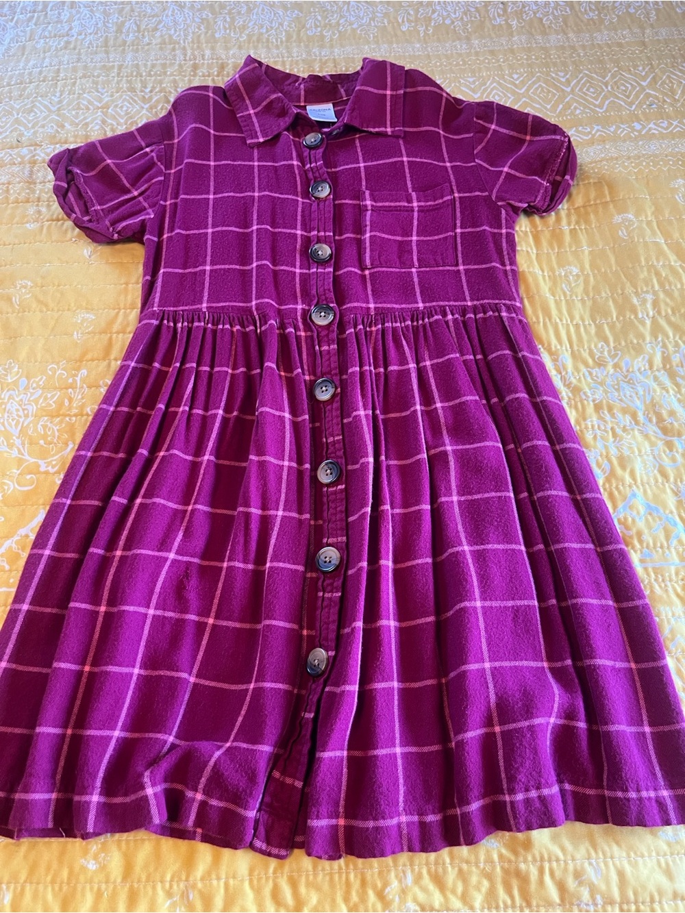 Arizona Jean Company Magenta Plaid Button-Front Dress